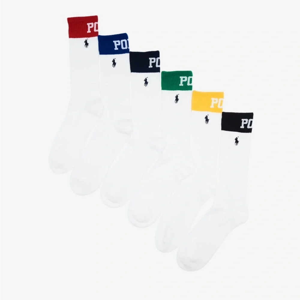 Polo Ralph Lauren Boy's Color Block Cuff Logo & Double Logo Crew Socks 12 Pair